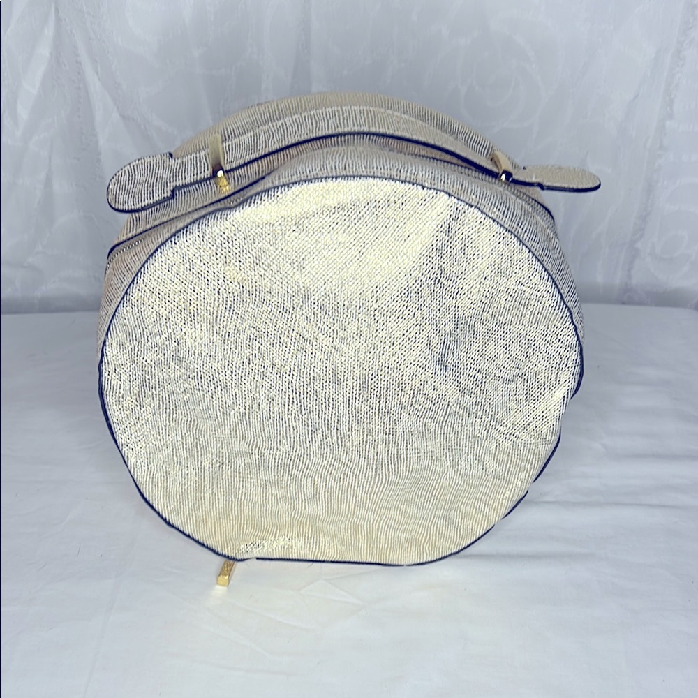 ESTEE LAUDER glittery gold/silver medium sized cosmetic round case.